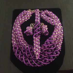 African jewelry necklace, bracelet and earrings